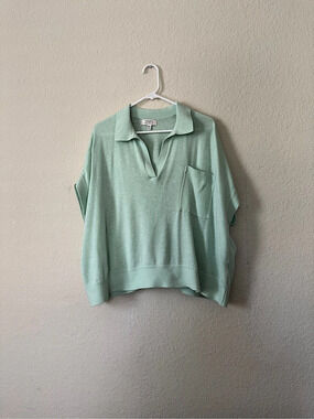 Banana Republic Cotton V-Neck Sweater Green Medium Like New